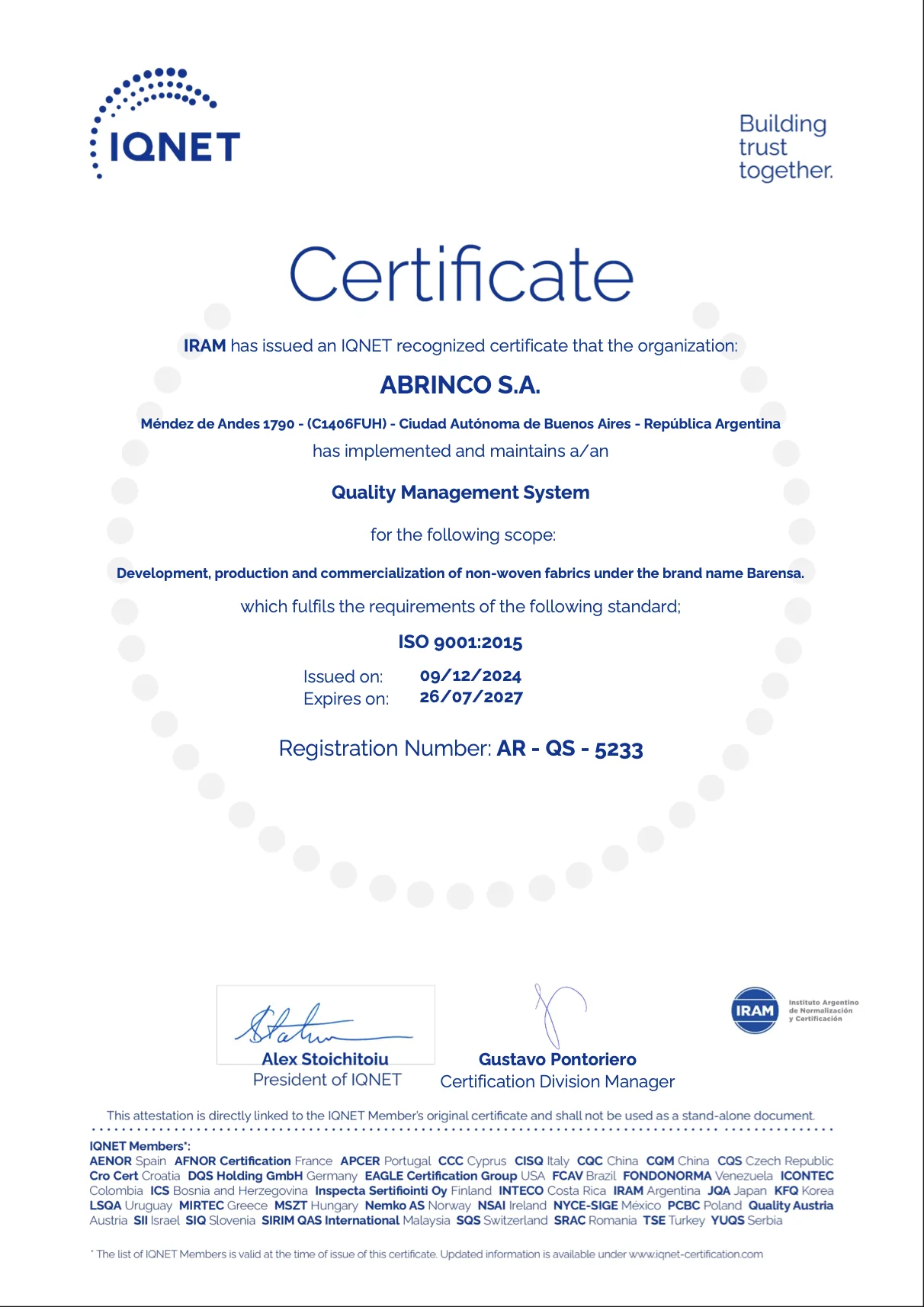 Certificación Internacional IQNet