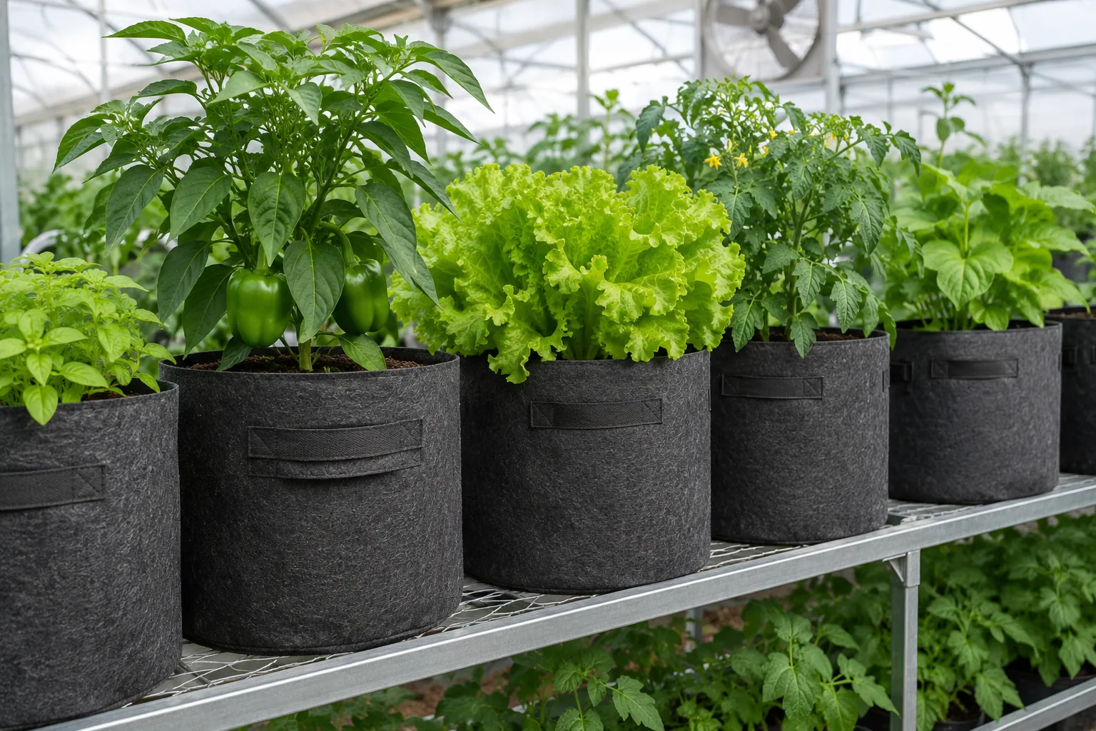 Macetas de cultivo en fieltro no tejido de poliéster para viveros y jardines urbanos