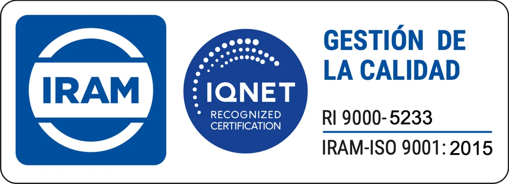 Certificación IRAM e IQNET · Gestión de la calidad · RI 9000-5233 · IRAM-ISO 9001:2015